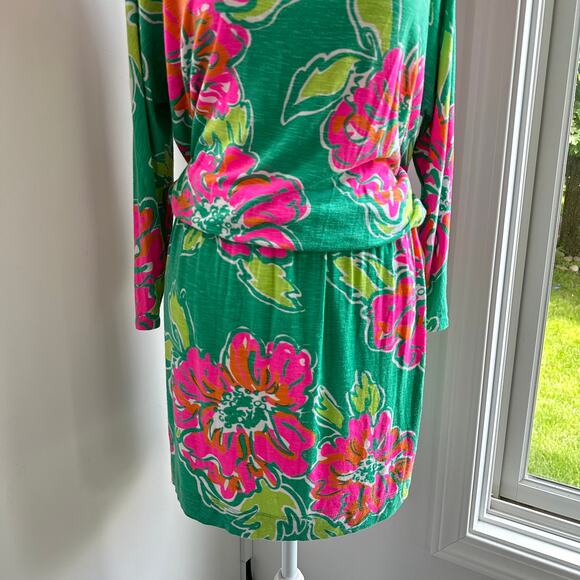 Lilly Pulitzer Cara Spearmint Green Pink Floral Dropped Waist Dress XS - Picture 4 of 7